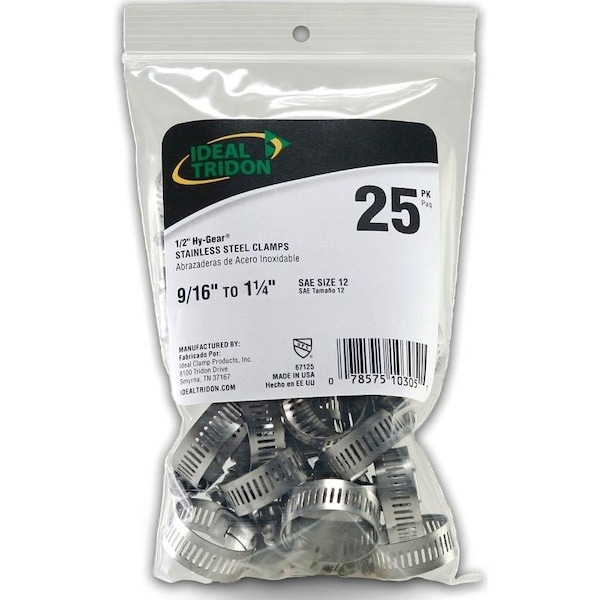 IdealTridon HyGear 676 Series Worm Gear Hose Clamp, Stainless Steel